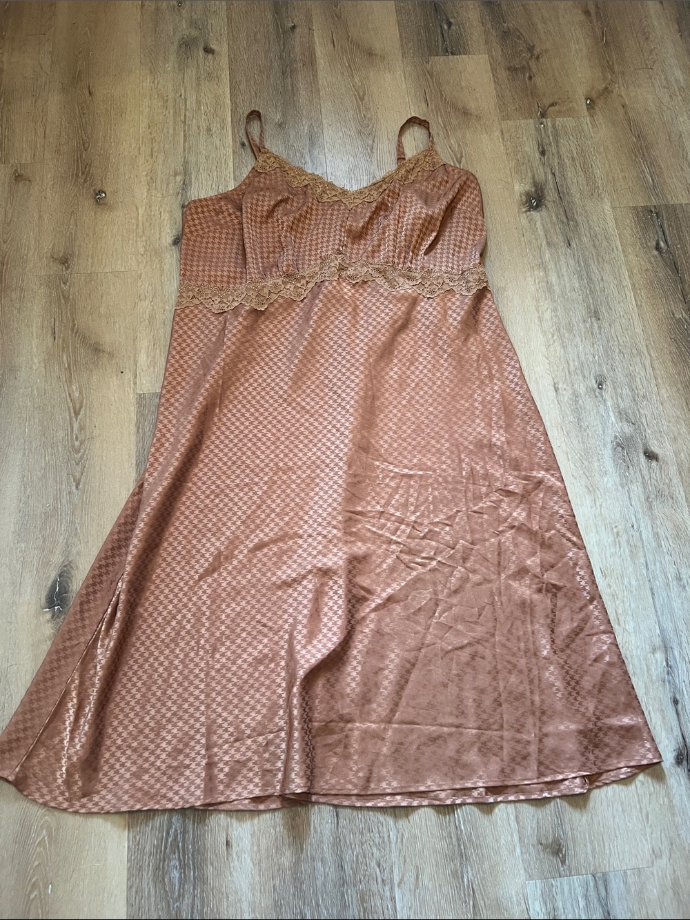 Torrid Size 4X Satin Lace-Trim Slip Dress in Copper Adjustable Strap
